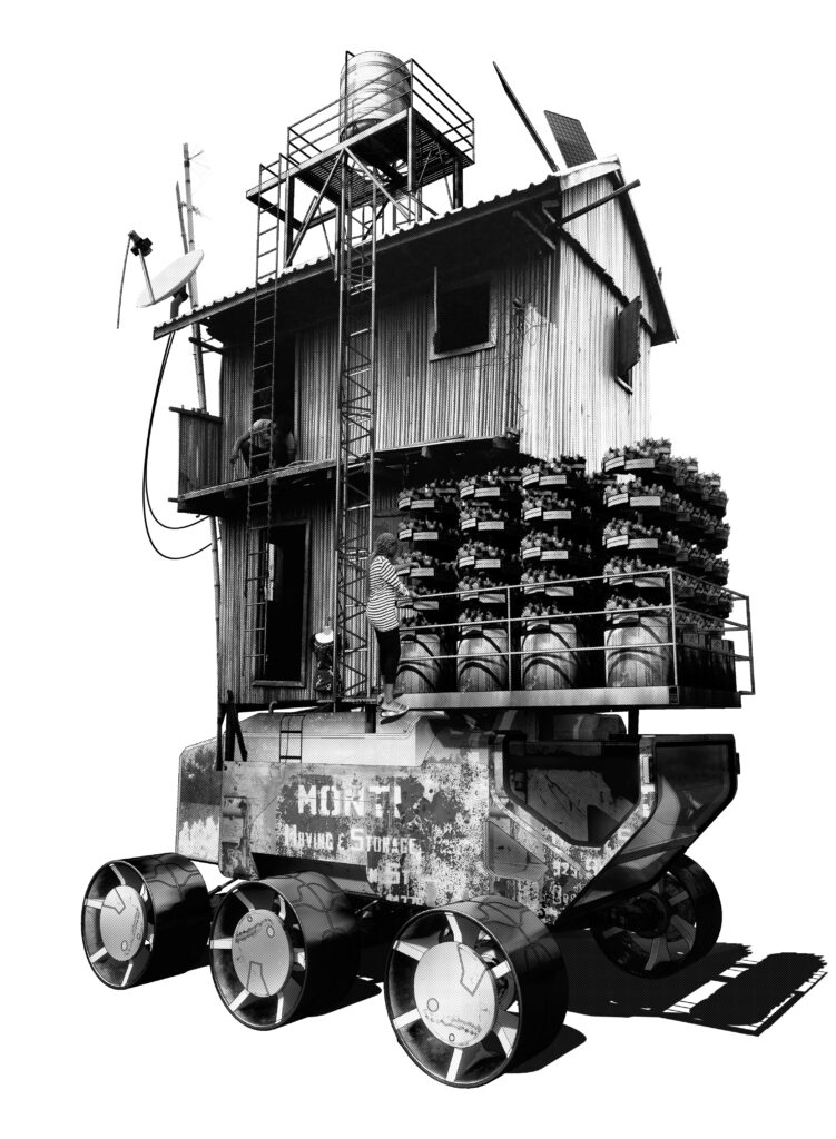 Collaged image of a machine
