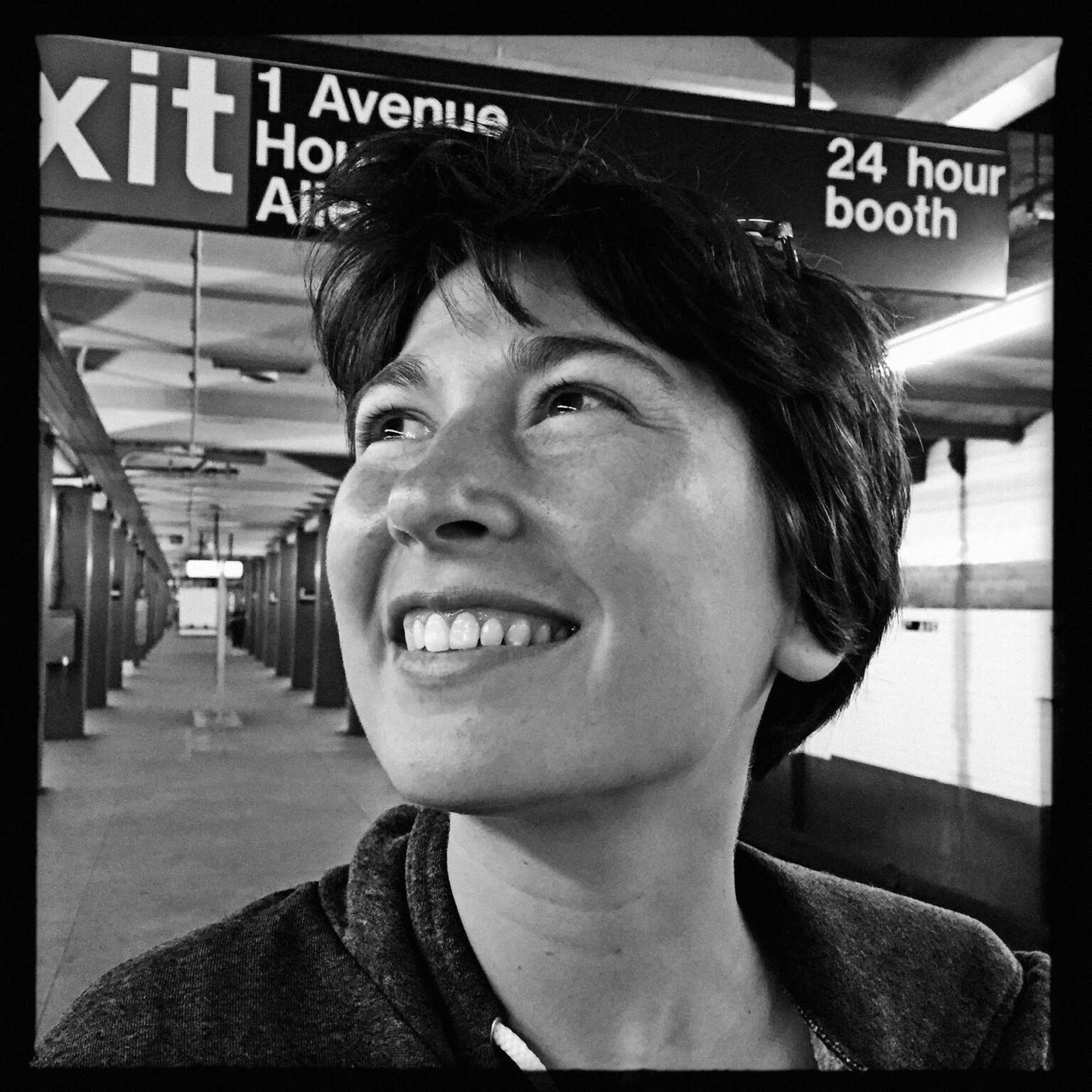 A portrait of a person in the subway.