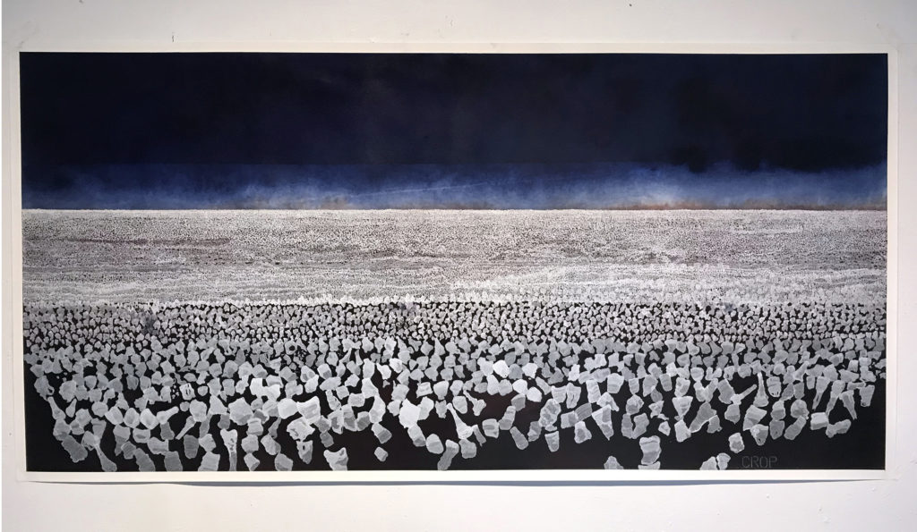 a painting of cotton field