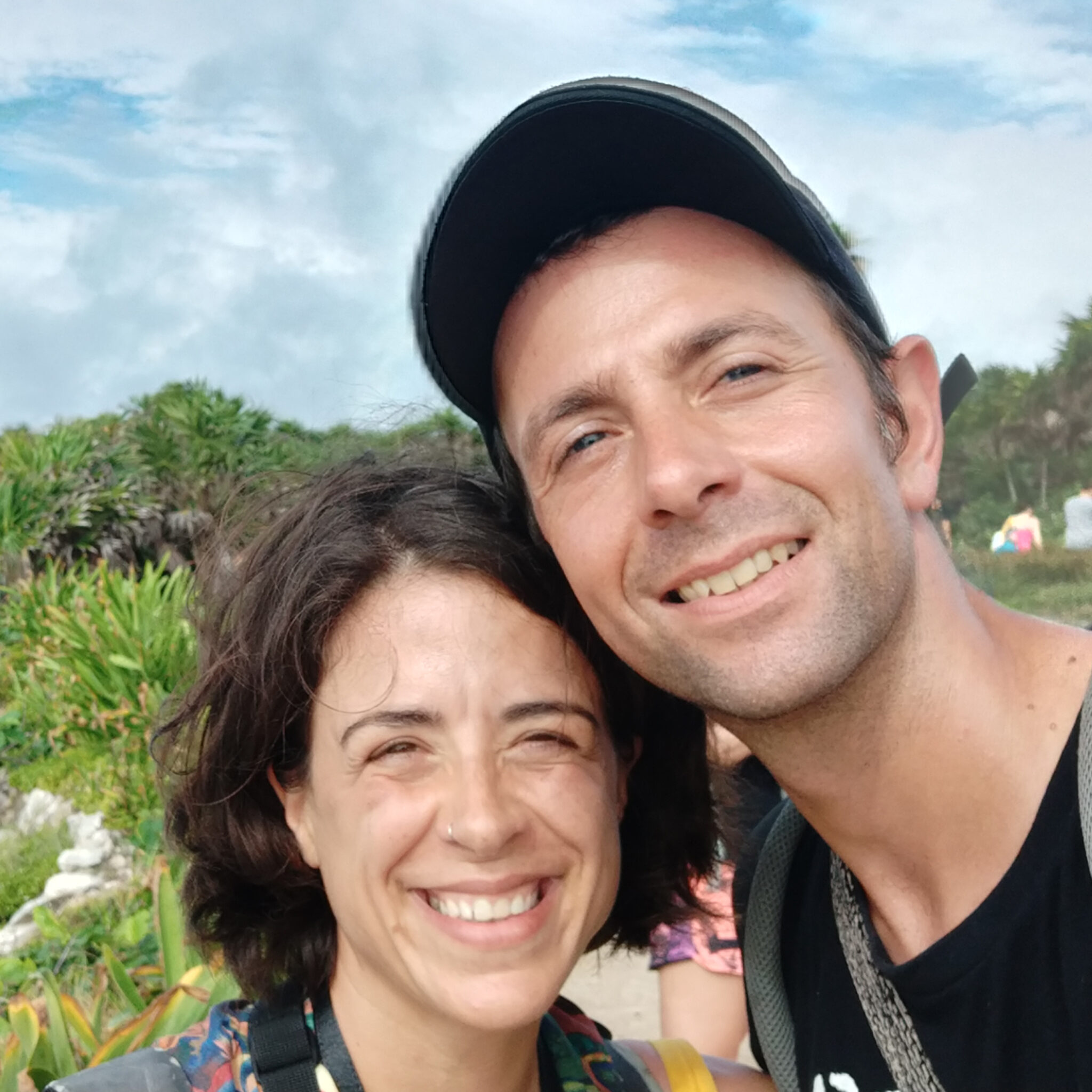 A portrait of two people