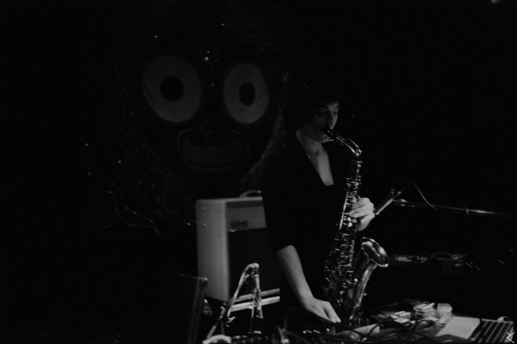 A person playing the saxophone.