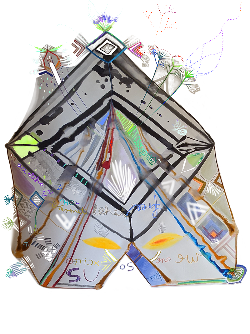 an abstract drawing with a mandala form