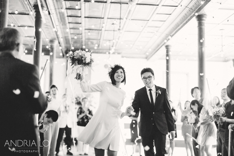Black and white photo of a wedding