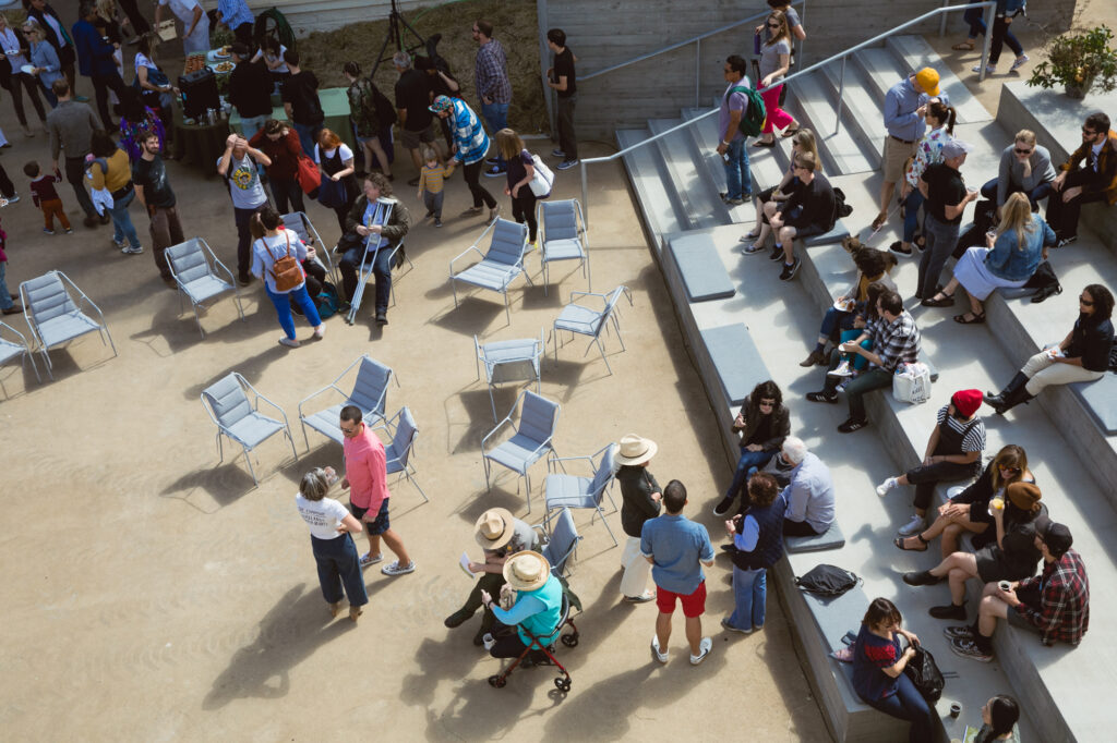 People in a large outdoor area