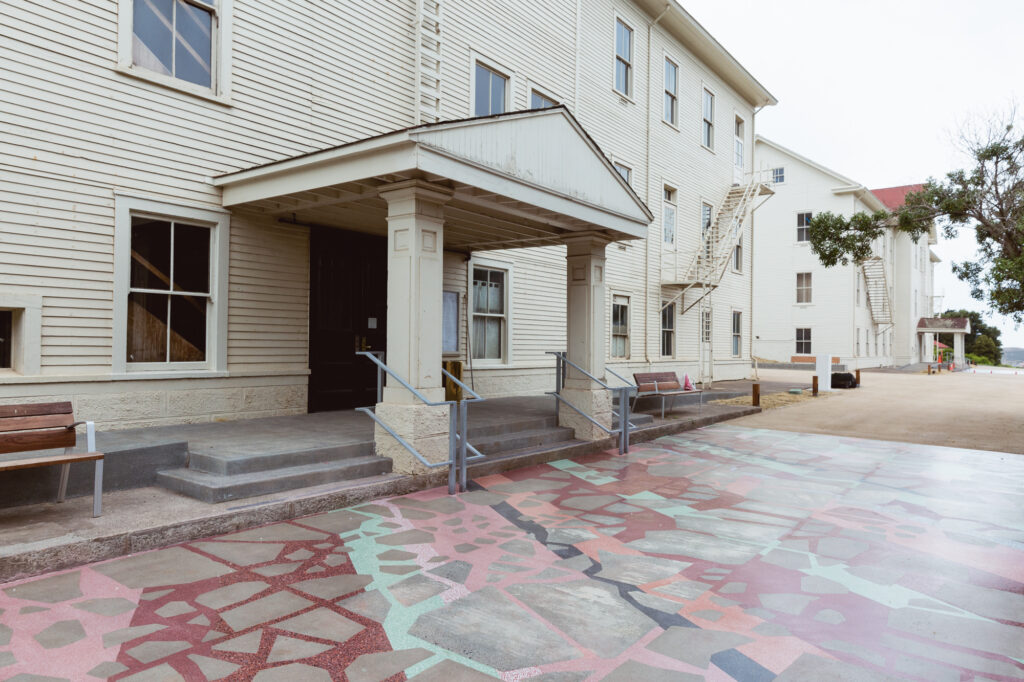 A terrazzo patio.