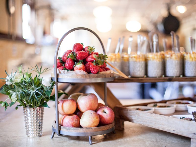 Some fruit and little breakfast things