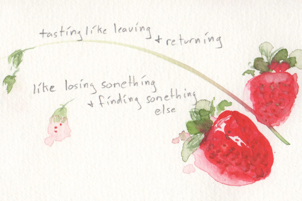a watercolor drawing of strawberries