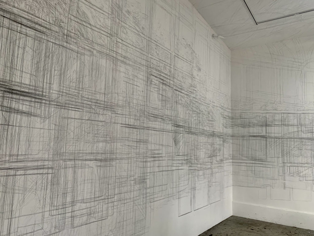 Installation of drawn lines on a wall