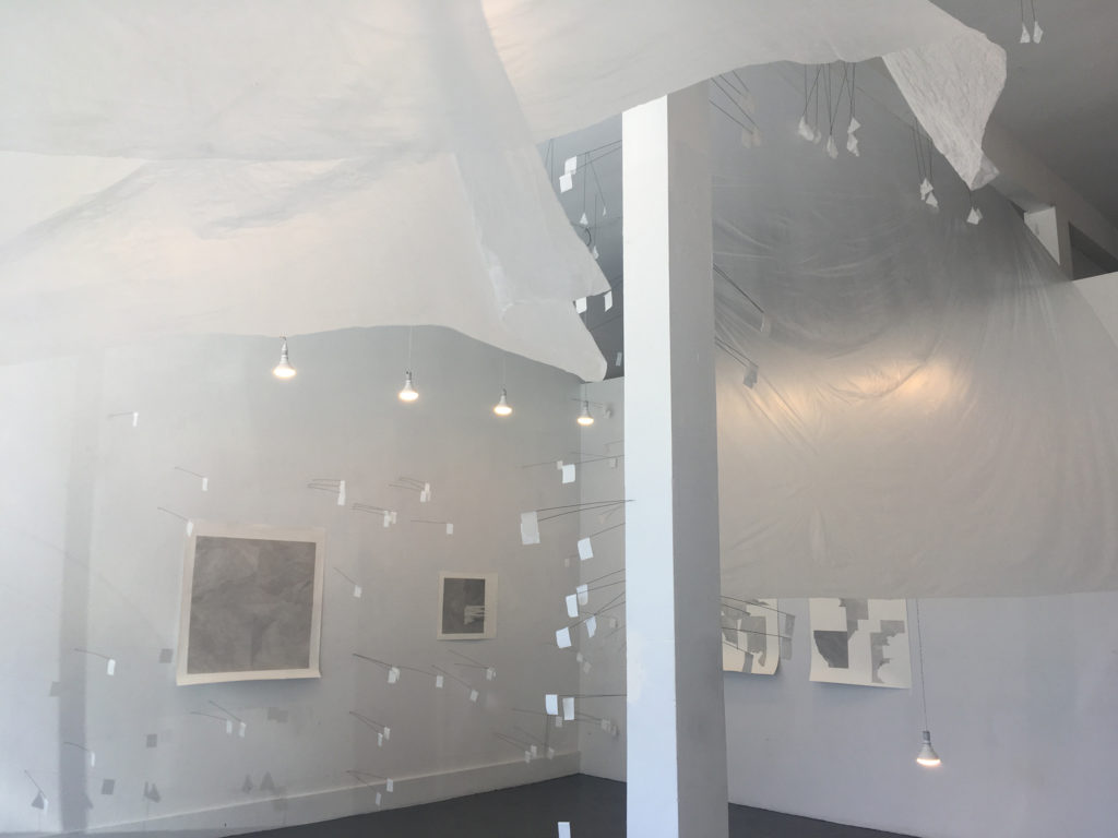 An installation of various materials