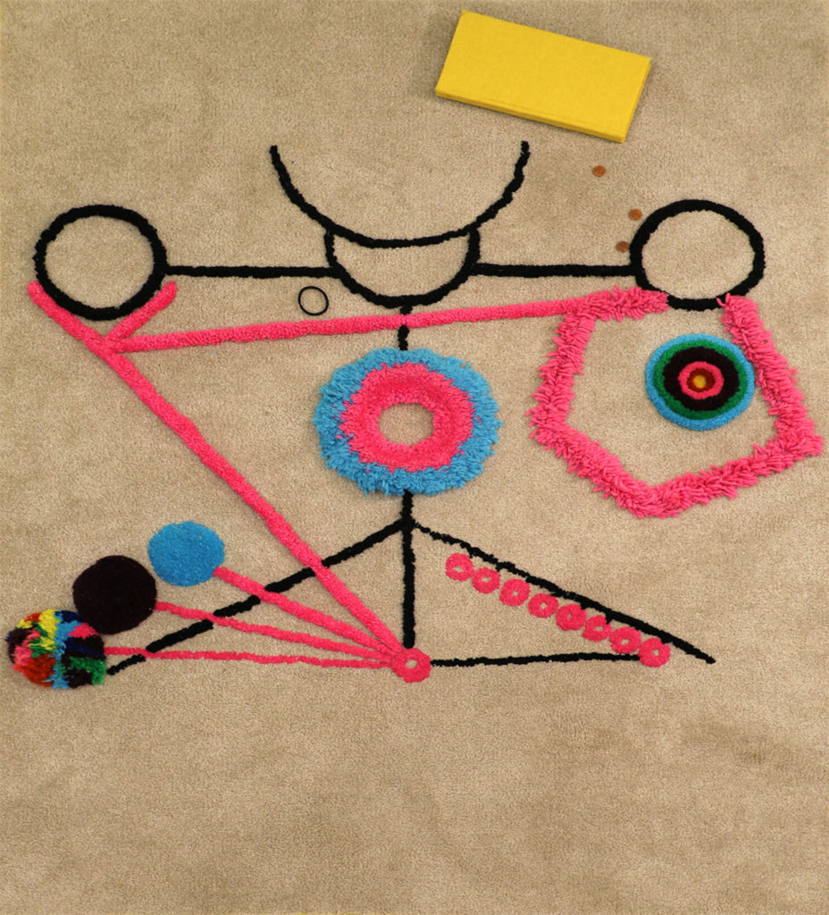 An absract diagram woven into carpet