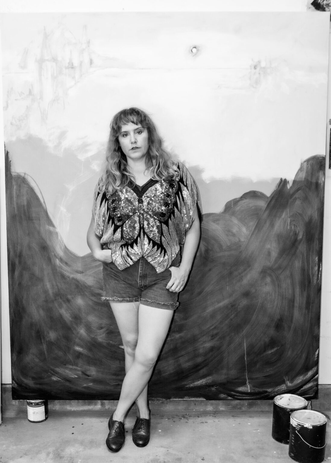 Black and white portrait of Shanna Waddell