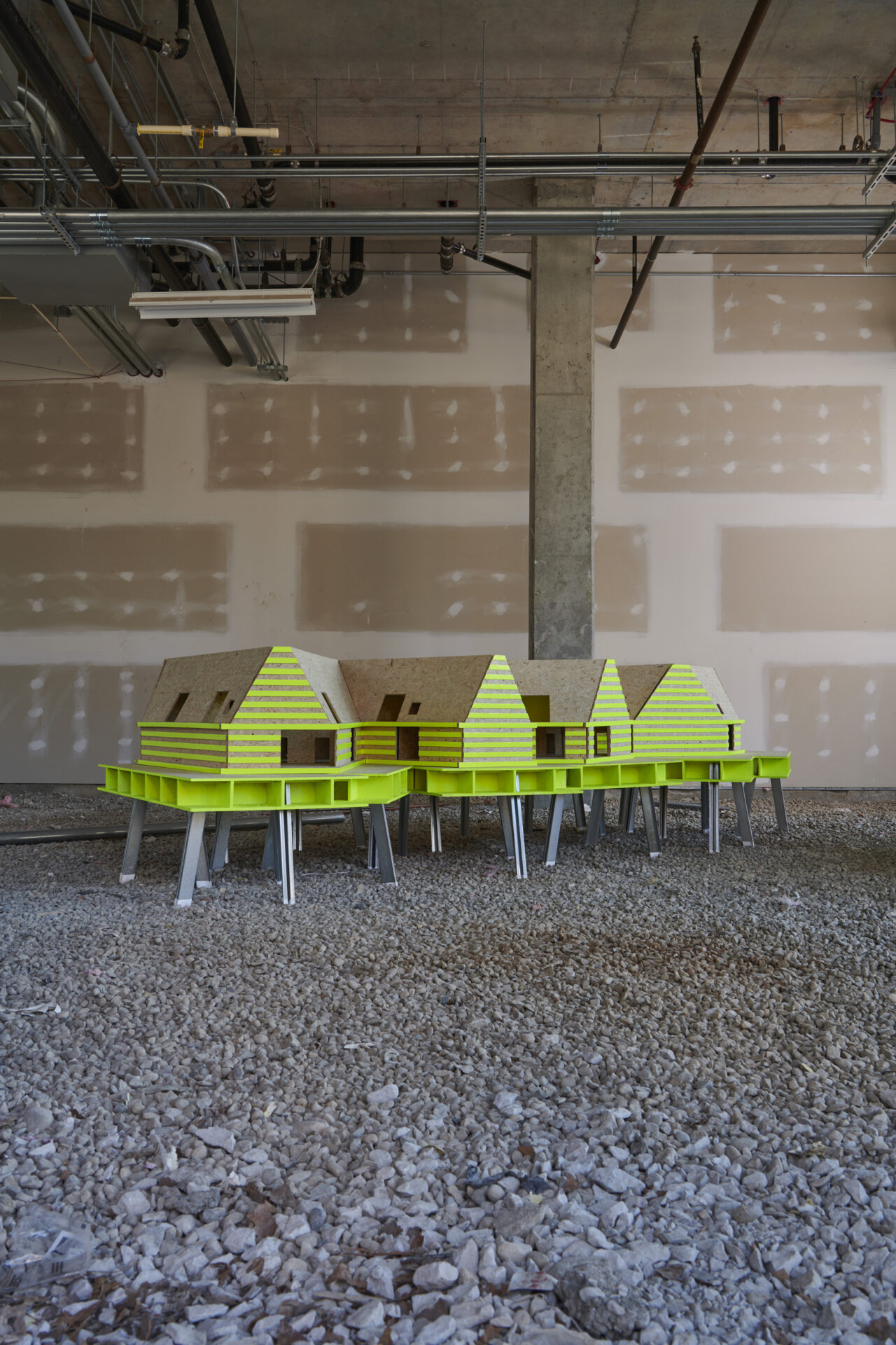 A sculpture or model of a series of connected houses