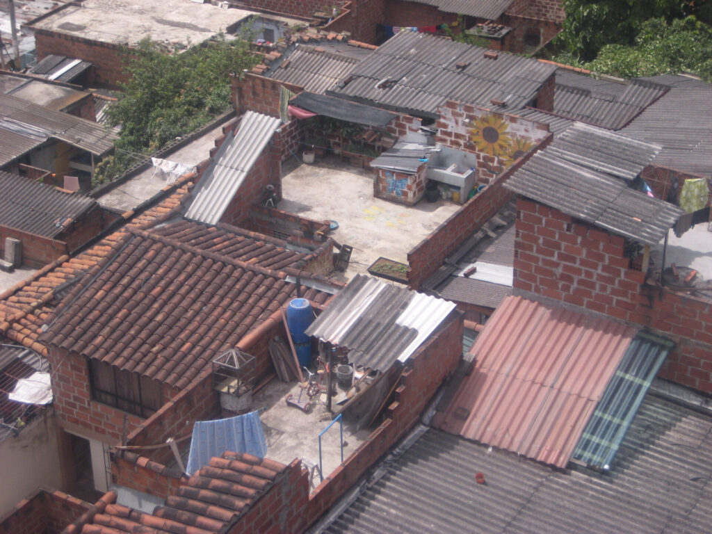 An aerial view of a city