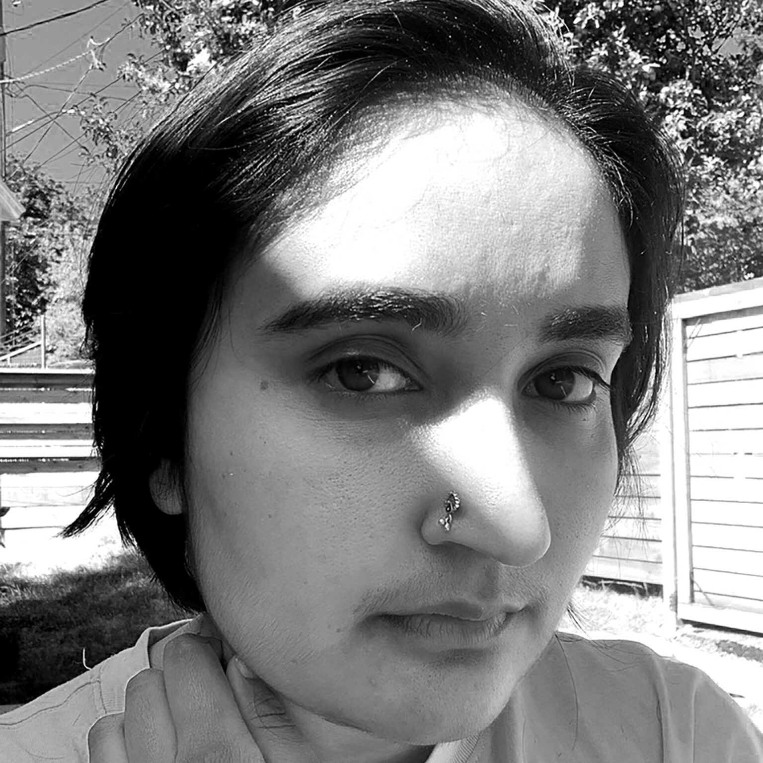 Portrait in black and white of Satpreet Kahlon