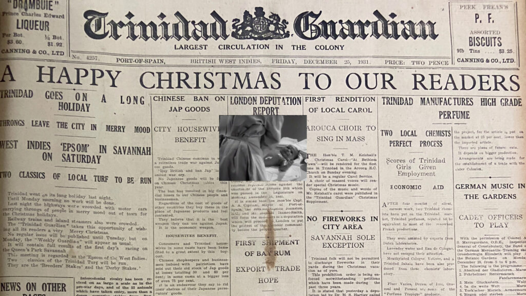 An image of a newspaper, the Trinidad Guardian